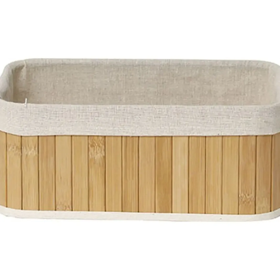 PANIER RECTANGULAIRE MM BAMBOU TISSU LIN