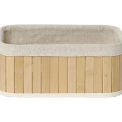 PANIER RECTANGULAIRE PM BAMBOU TISSU LIN