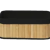 PANIER RECTANGULAIRE 29.5X18.5X12CM BAMBOU TISSU LIN NOIR