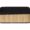 PANIER RECTANGULAIRE 38X26X14.5CM BAMBOU TISSU LIN NOIR