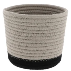PANIER ROND COTON FICELLE NOIR D.17X14CM