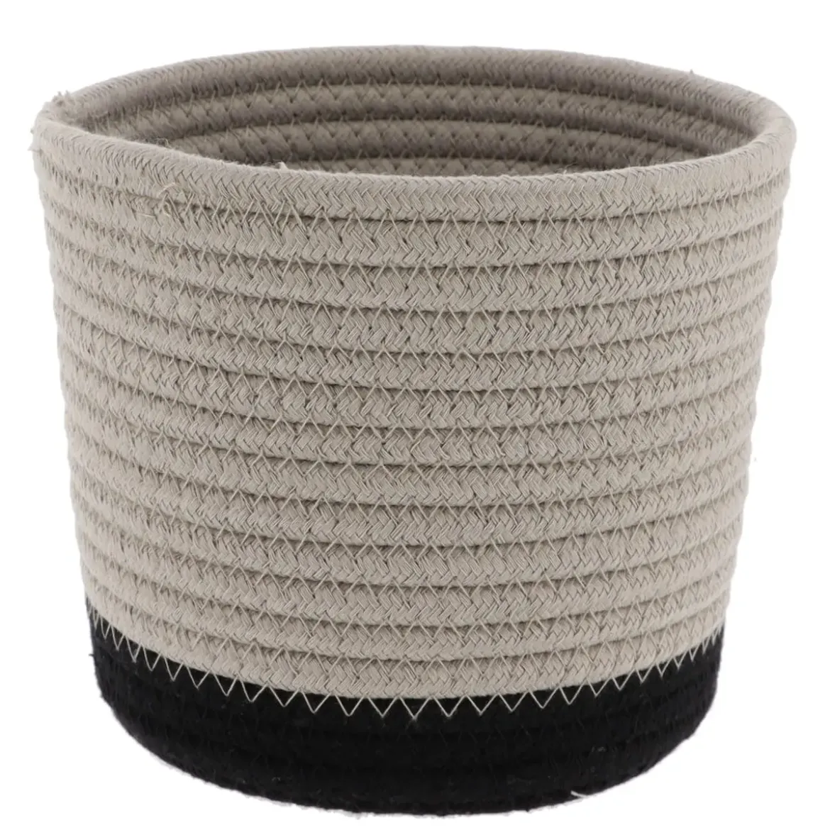 PANIER ROND COTON FICELLE NOIR D.17X14CM