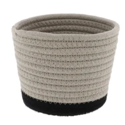 PANIER ROND COTON FICELLE NOIR D.15X12CM