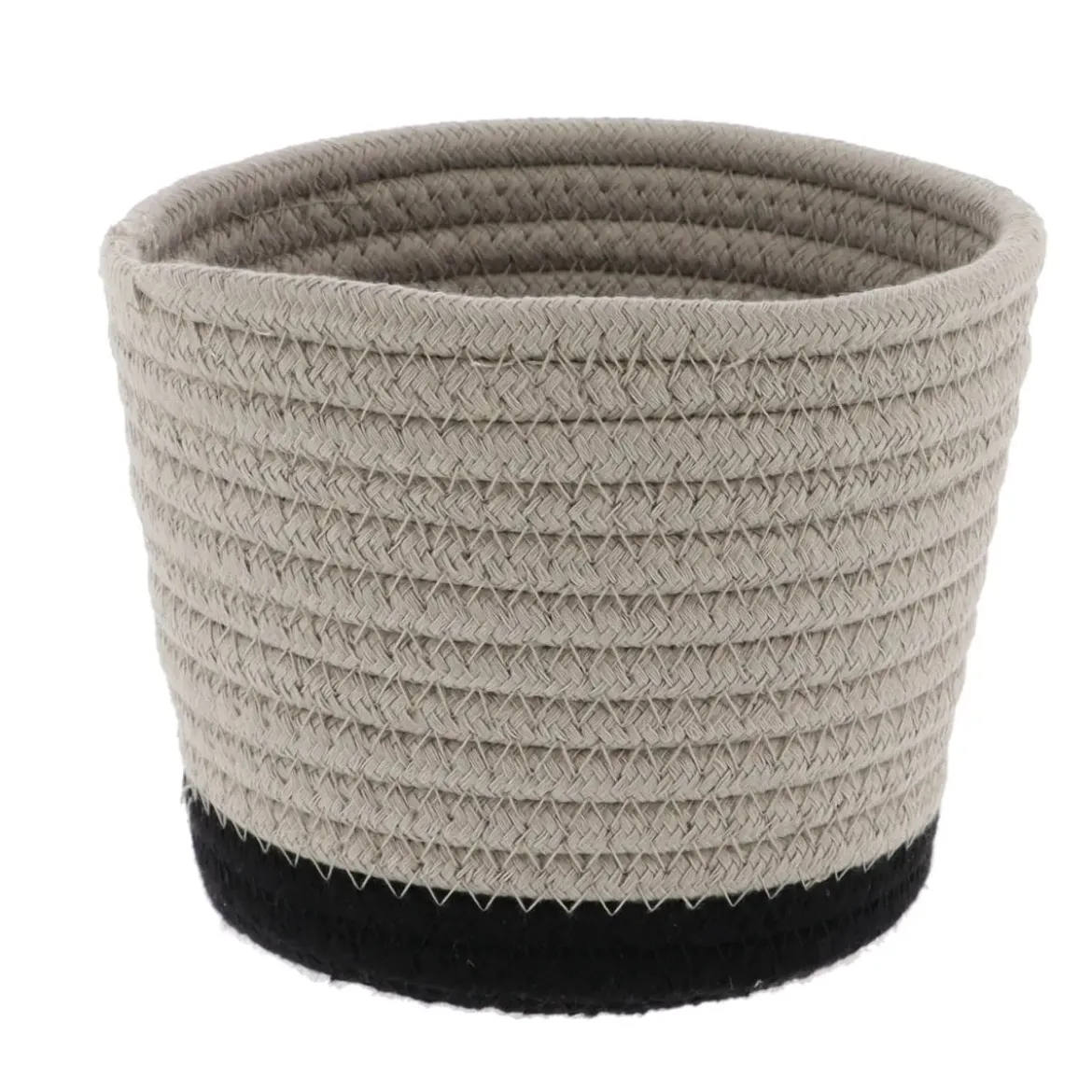 PANIER ROND COTON FICELLE NOIR D.15X12CM