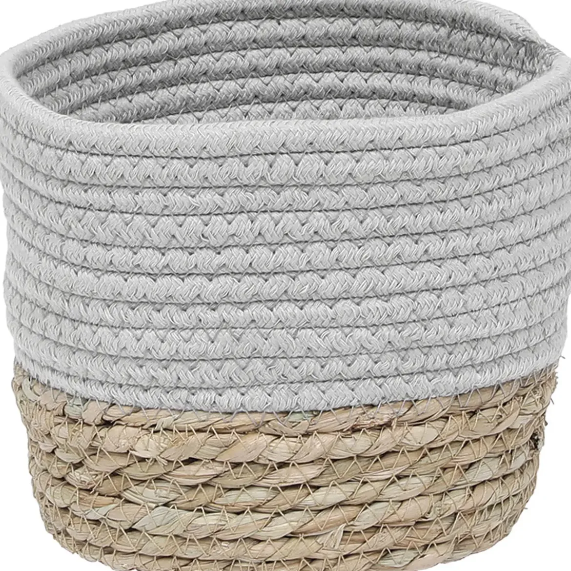 PANIER ROND COTON MATIERE VEGETALE GRIS NATUREL D.19X16CM