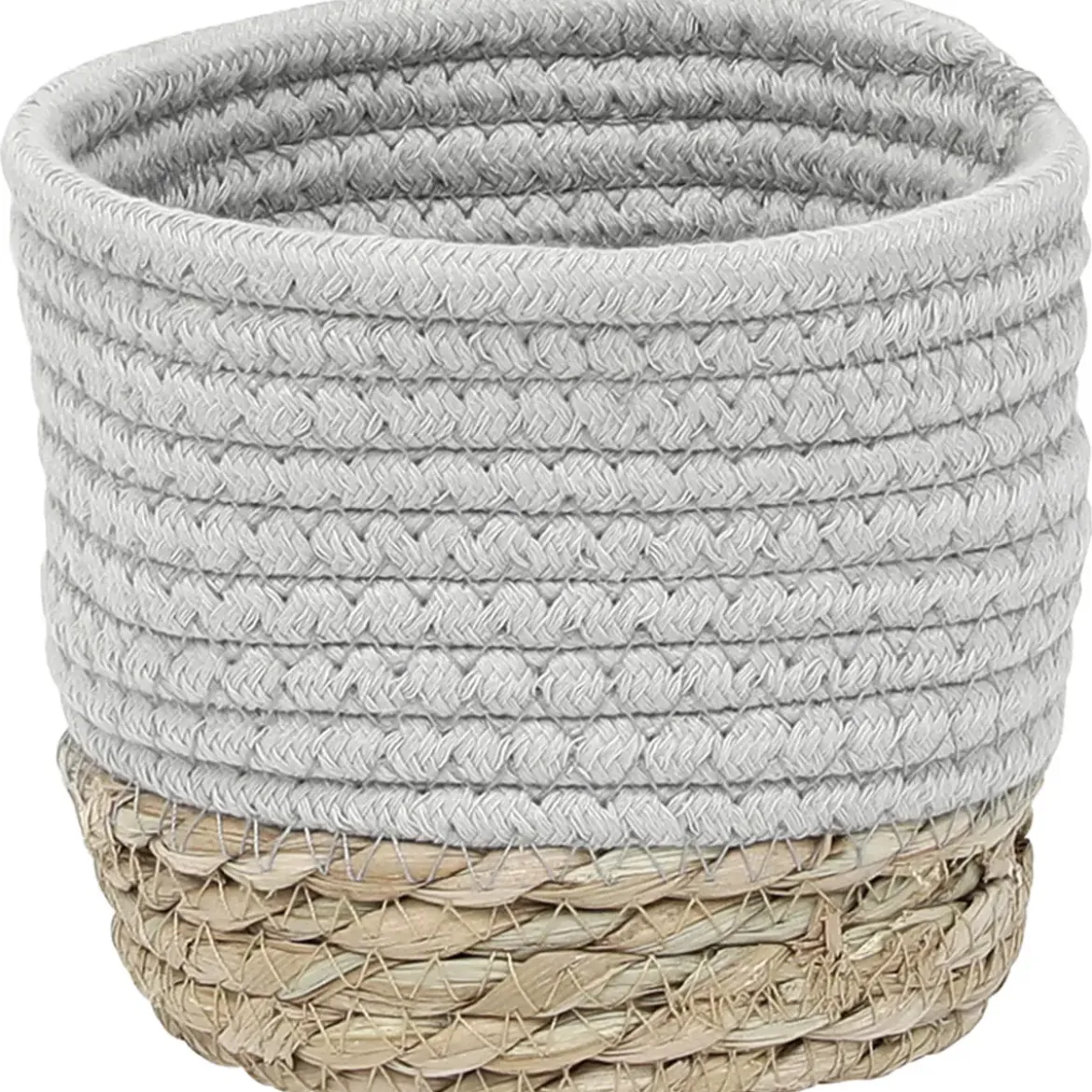PANIER ROND COTON MATIERE VEGETALE GRIS NATUREL D.15X12CM