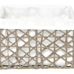 PANIER TGM PAPIER TAUPE TISSU BLANC