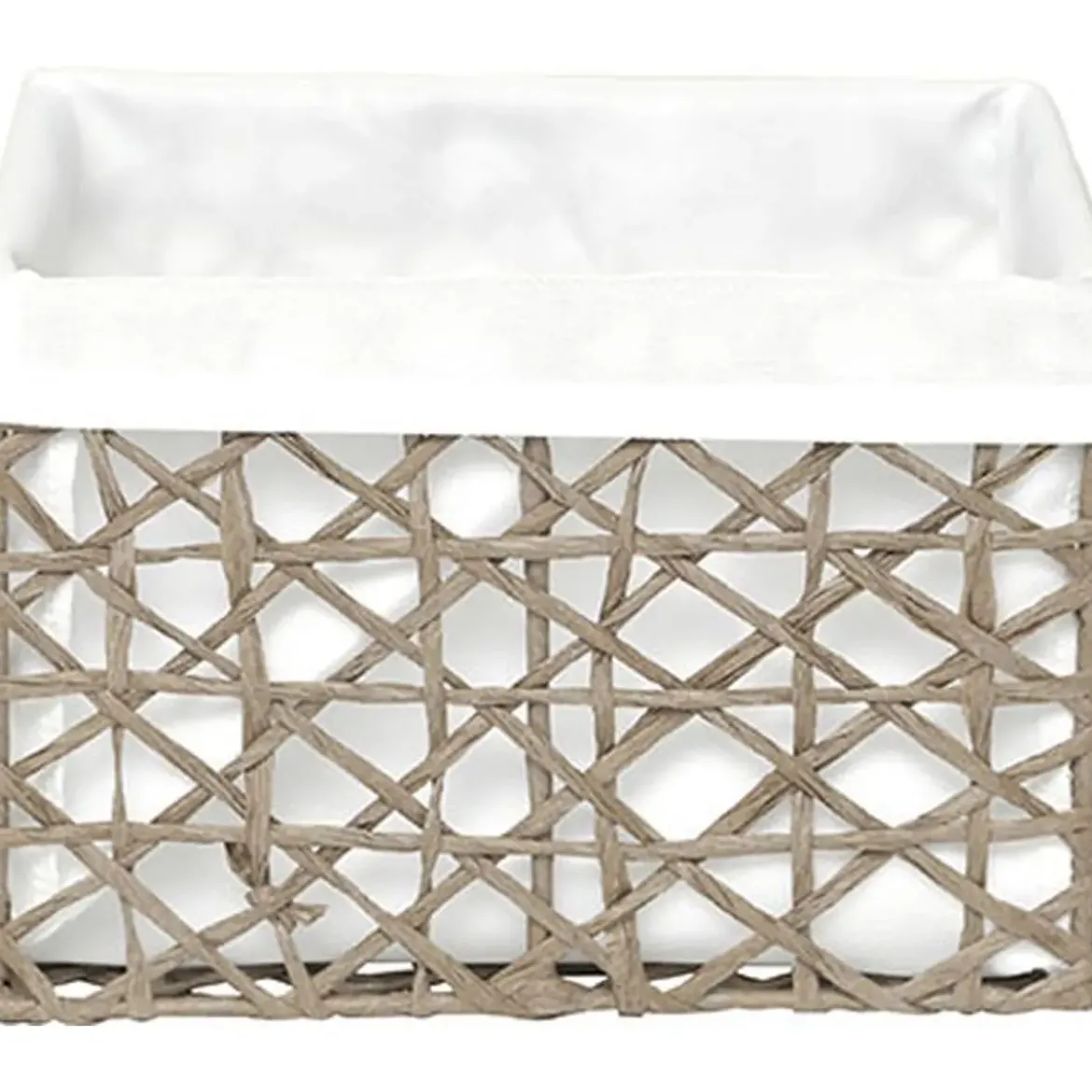PANIER TGM PAPIER TAUPE TISSU BLANC