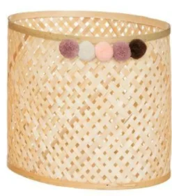 PANIER BAMBOU CAMPAGNE POMPON D.33.5X22.5X25.5CM