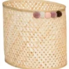 PANIER BAMBOU CAMPAGNE POMPON D.38.5X27X30CM