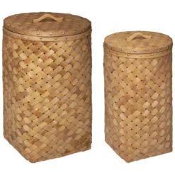 PANIER BOIS CLAIR LINGE D.39X62.5CM