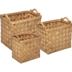 PANIER BOIS CLAIR RECTANGLE D.31.2X23.5X25.5CM