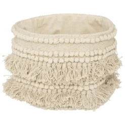 PANIER COTON SEA VIEW FRANGE IVOIRE D.25X25CM