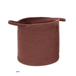 PANIER COTON TERRACOTTA OCRE IVOIRE L