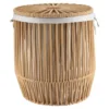 PANIERE A LINGE COUVERCLE POIGNEES FACON CORDE TAUPE 45X50CM
