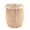PANIERE A LINGE COUVERCLE POIGNEES FACON CORDE BEIGE 37X45CM