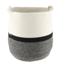 PANIERE A LINGE D.33X37CM NATUREL NOIR CHINE