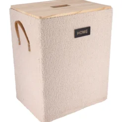 PANIERE A LINGE EFFET VELOURS 40X30X51.5CM BEIGE