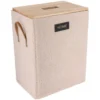 PANIERE A LINGE EFFET VELOURS 35X25X47CM BEIGE