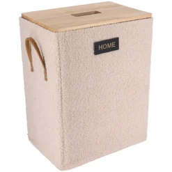 PANIERE A LINGE EFFET VELOURS 35X25X47CM BEIGE
