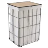 PANIERE A LINGE METAL PLIABLE COUVERCLE BAMBOU TISSU NATUREL
