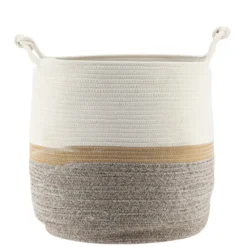 PANIERE A LINGE NATUREL MARRON CHINE D.40X42CM