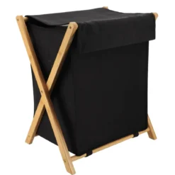 PANIERE A LINGE PLIABLE BAMBOU 54L NOIR BAMBOU