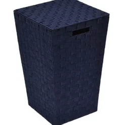 PANIERE A LINGE POLYESTER EVASEE BLEU MARINE