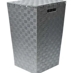 PANIERE A LINGE POLYESTER EVASEE  GRIS