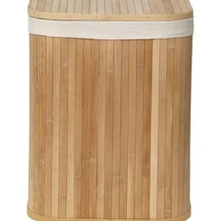PANIERE A LINGE RECTANGLE 36.5X28.5X47CM BAMBOU TISSU LIN