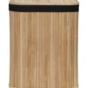 PANIERE A LINGE RECTANGLE 43.5X34.5X54CM BAMBOU TISSU NOIR