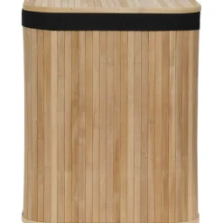 PANIERE A LINGE RECTANGLE 43.5X34.5X54CM BAMBOU TISSU NOIR