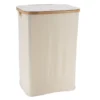 PANIERE A LINGE RECTANGLE PLIABLE COUVERCLE NATUREL BAMBOU