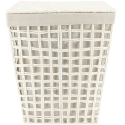 PANIERE A LINGE RECTANGLE EVASEE 44X30.5X56CM BLANC LIN