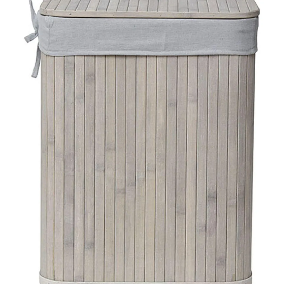 PANIERE A LINGE RECTANGLE 36.5X28.5X47CM BAMBOU TISSU GRIS