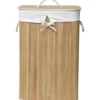 PANIERE A LINGE RECTANGULAIRE PLIABLE BAMBOU TISSU LIN