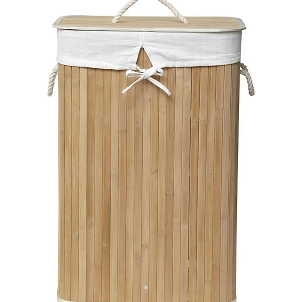 PANIERE A LINGE RECTANGULAIRE PLIABLE BAMBOU TISSU LIN