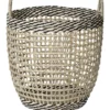 PANIERE A LINGE RONDE AJOUREE MM MATIERE VEGETALE TRESSE NAT