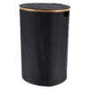 PANIERE A LINGE RONDE PLIABLE AVEC COUVERCLE BAMBOU NOIR