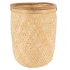 PANIERE A LINGE RONDE ROTIN ET BAMBOU 36X50CM NATUREL