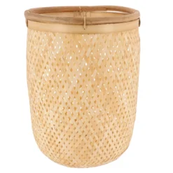 PANIERE A LINGE RONDE ROTIN ET BAMBOU 36X50CM NATUREL