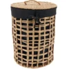PANIERE A LINGE RONDE 35X48CM NATUREL TISSU NOIR