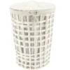PANIERE A LINGE RONDE 35X48CM BLANC TISSU LIN