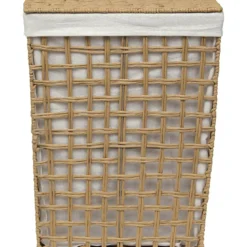 PANIERE A LINGE TRESSE RECTANGLE 44X30.5X56CM NATUREL LIN