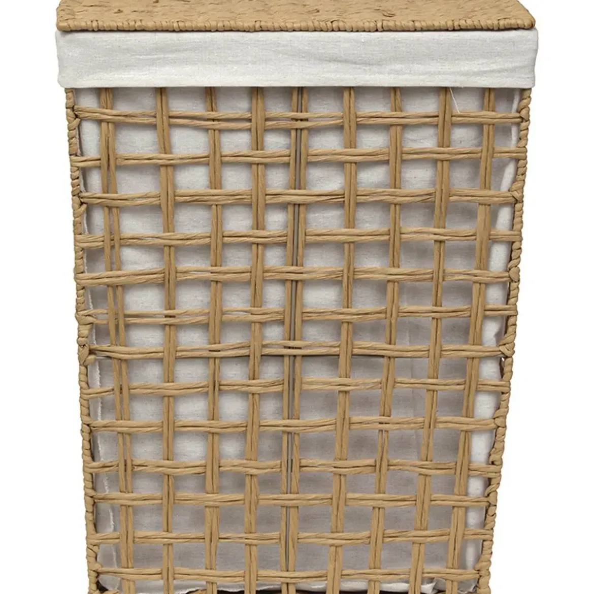 PANIERE A LINGE TRESSE RECTANGLE 44X30.5X56CM NATUREL LIN