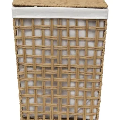 PANIERE A LINGE TRESSE RECTANGLE 38X26X48CM NATUREL LIN