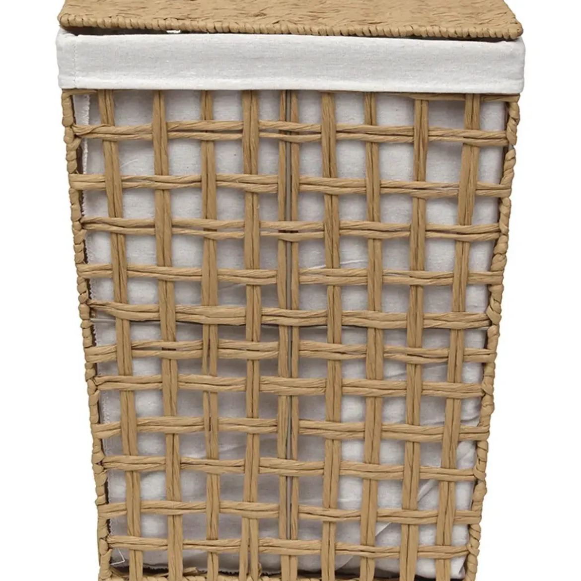 PANIERE A LINGE TRESSE RECTANGLE 38X26X48CM NATUREL LIN