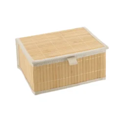 PANIERE BAMBOU AVEC COUVERCLE 25X19X12CM BAMBOU