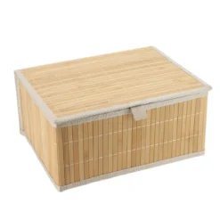 PANIERE BAMBOU AVEC COUVERCLE 34X26X16CM BAMBOU