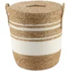 PANIERE COUVERCLE PAILLE COTON 37X43CM NATUREL BLANC